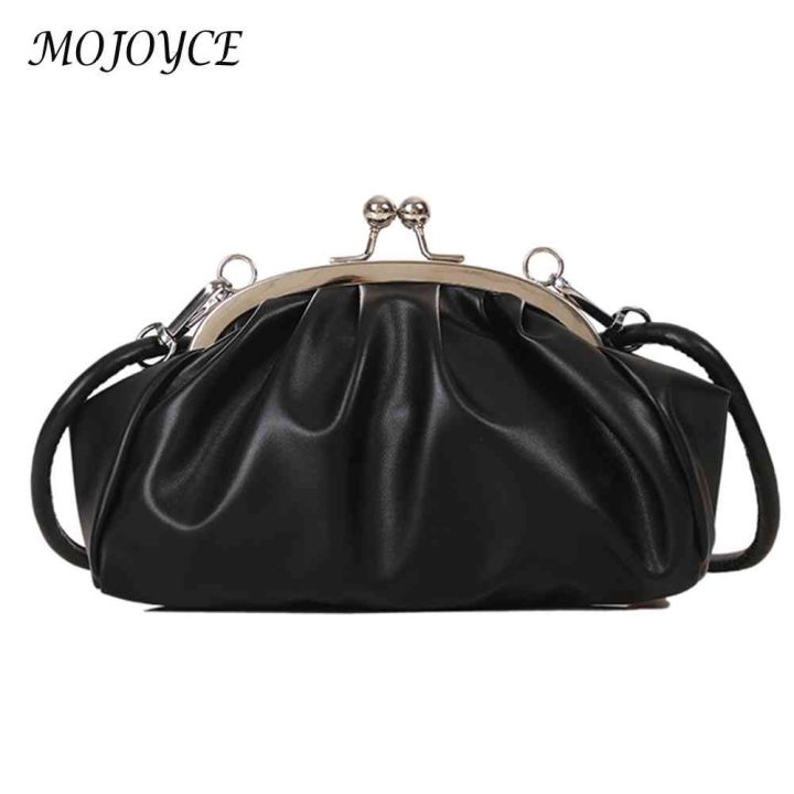 Simple%20Shoulder%20Bag%20Metal%20Clip%20Buckle%20Women%20Clutch%20Handbag%20Shell%20Shape%20Small%20Leather%20Pleated%20Cloud%20Lady%20Purse%20for%20Travel%20Dating%20-%20Image%204
