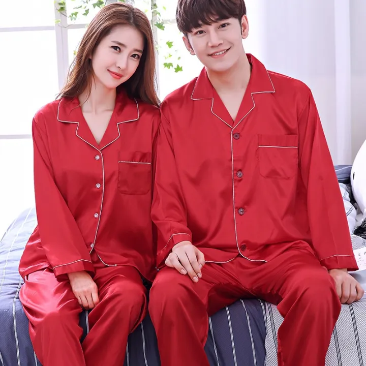 Satin%20Couple%20Pajama%20Set%20Long%20Sleeve%20Trousers%20Sleepwear%20for%20Men%20Ice%20Silk%20Pajamas%20Set%20Sleep%20Nightgown%20Casual%20Pajama%20Home%20Suit%20-%20Image%205