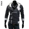 Side Zipper Patchwork Hoodies Men Casual assasins creed Clothing mens hoodies and sweatshirts sudadera hombre. 
