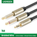 【High-quality】 Ugreen Jack 3.5mm 6.35mm adapter cable Mixer amplifier speaker 6.5mm 3.5 Jack male splitter audio cable. 