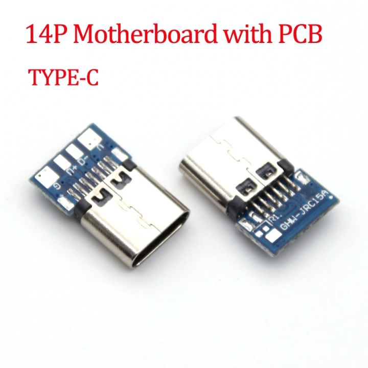 Haby Type C BREAKOUT Board Connector 14 Pin Female Sockets Type-C Welding Wire 4P With PCB Board Female Seat Charging Data Line Female Head Type C Mother Seat Adapters Type C Connector