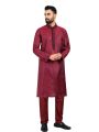 Lubnan Indian Fabrics Maroon Color Regular Fit Set Panjabi With Pajama For Men Eid Collection. 