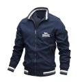 Lonsdale - Men's slim fit standing neck baseball jacket, Happy logo, casual, latest spring fashion, high quality, 2024.