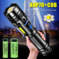 Powerful Led Flashlight XHP70 High Power Torch Light Usb Rejected Tactical Flashlight Use 18650 Battery COB Camping Lamp.
