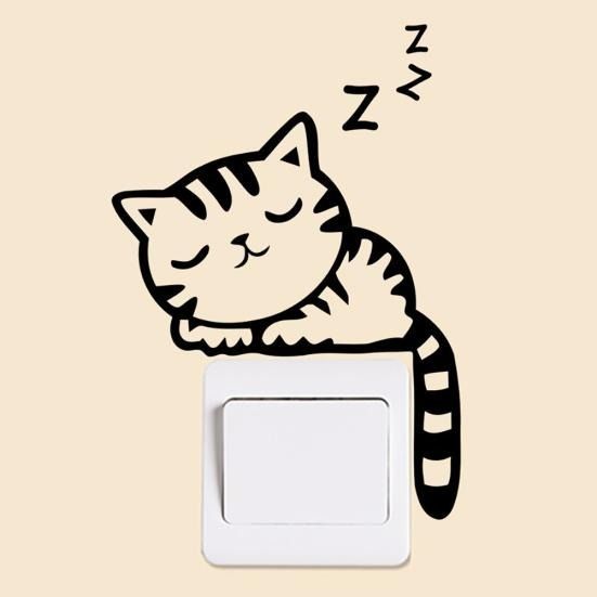 Cat Removable Vinyl Notebook Toilet Switch Stickers Wall Decal