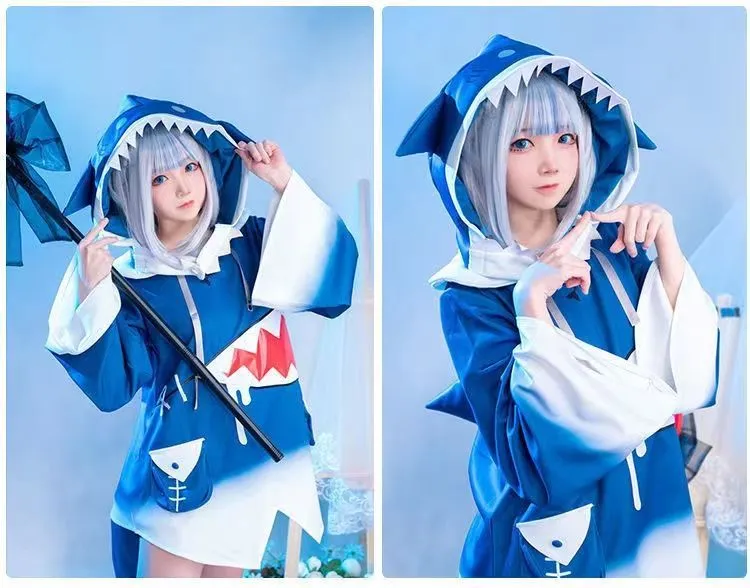 in stock Hololive ENG Gawr Gura Cosplay Costume Cute Shark Costume