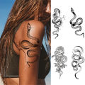 2022 Summer Snake Flower Temporary Tattoos Sticker Waterproof Cool Dark Style Uni Water Transfer Fake Tattoo Women Accessory. 
