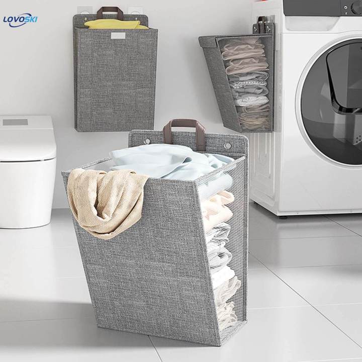 Collapsible Hanging Laundry Basket Laundry Hamper Toys Storage Organizer Household Folding Clothes