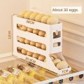 4 Tiers Egg Holder for Fridge - Auto Rolling Fridge Egg Organizer, Space-Saving Egg Dispenser Holder, 30 Eggs Container Large Capacity Egg Dispenser for Refrigerator（1 Pack). 