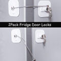 Refrigerator Lock, Mini Fridge Lock with Key for Adults, Lock for a Fridge, Cabinet Door(White 2Pack).