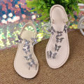 European and American foreign trade plus size rhinestone butterfly lassoe sandals women's new flat beach sandals manufacturers in the summer of 2024.