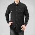 100% Cotton Men's Shirt Solid Color Multi-Pocket High Quality Cargo Shirts Fashion Outdoor Casual Long Sleeve Shirts For Men New.