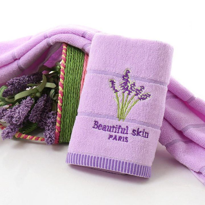 Couple%20Towel%20Cotton%20Simple%20Lavender%20Striped%20Print%20Face%20Towel%20-%20Image%203