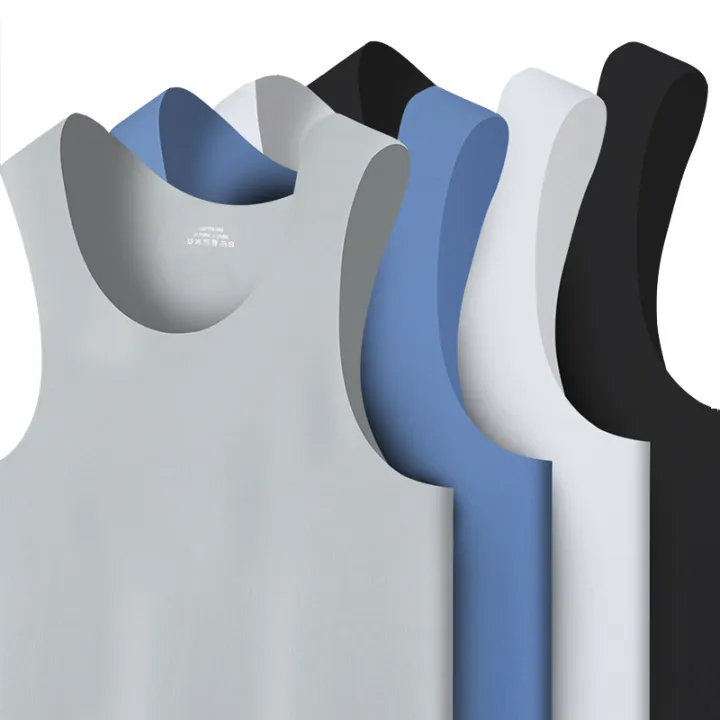 3%20Seamless%20Ice%20Silk%20Men's%20Vest%20Summer%20round%20Neck%20Exercise%20Sleeveless%20White%20Undershirt%20Men's%20Thin%20Large%20Size%20-%20Image%204