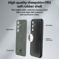 PlusCase for Samsung Galaxy S24 FE 5G Matte PU Leather Sheepskin Soft Frame All-Inclusive Lens Protector Phone Cover. 