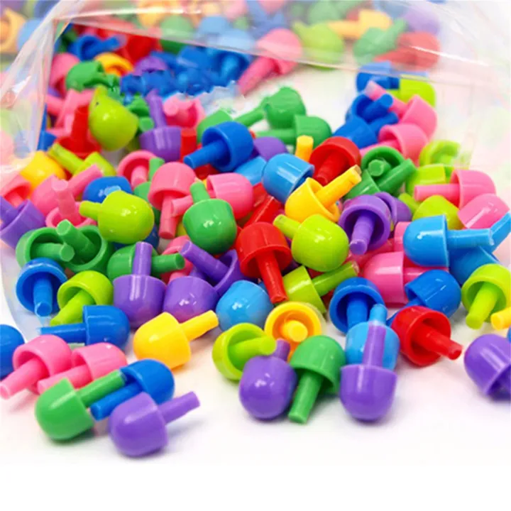 296Pcs%20Puzzle%20Multicolored%20Educational%20Plastic%20Mushroom%20Nail%20Mosaic%20Pegboard%20for%20Children%20-%20Image%205
