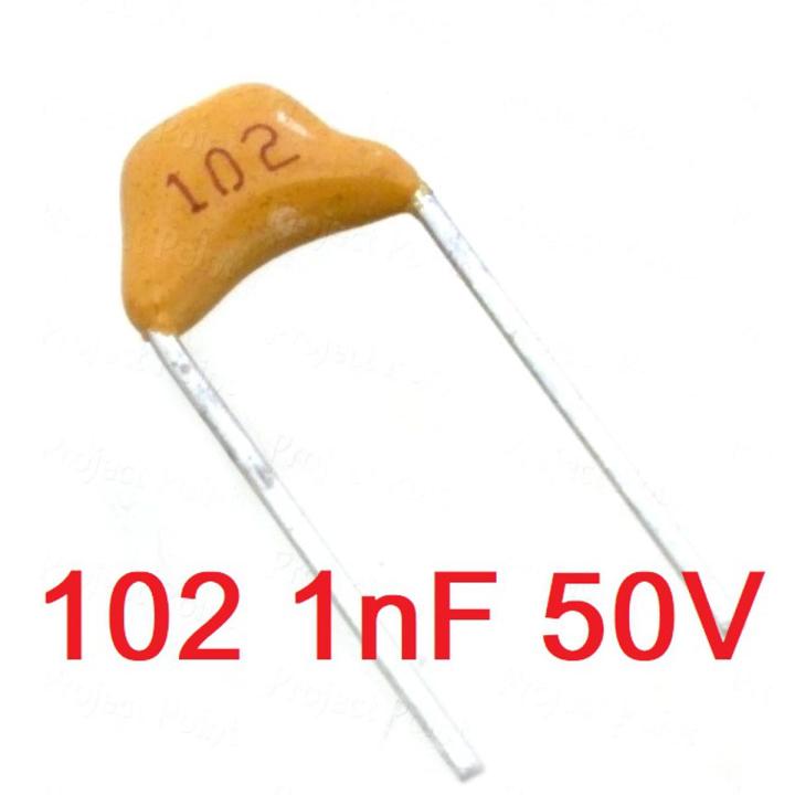 10Pcs- 102 Multilayer Ceramic Capacitor 0.001uF 102 1nF 50V Monolithic Ceramic Chip Capacitor 5.08mm MLCC Electrical Circuitry & Parts