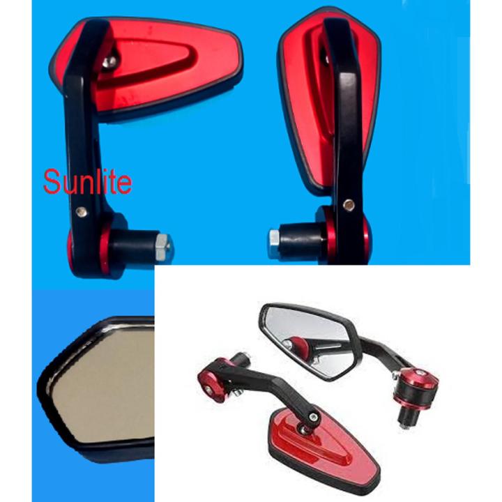 Metal Body Universal Handlebar End Looking Glass for Motorcycle . Red- 1306