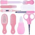 Exclusive Baby Care Kit, 8 Pcs Convenient Healthcare Grooming Set Essential Daily Care Tool Nail Clipper Manicure Safety Scissors Nose Cleaner Hair Brush Comb Personal Care Kit for Toddler Infant-Pink. 