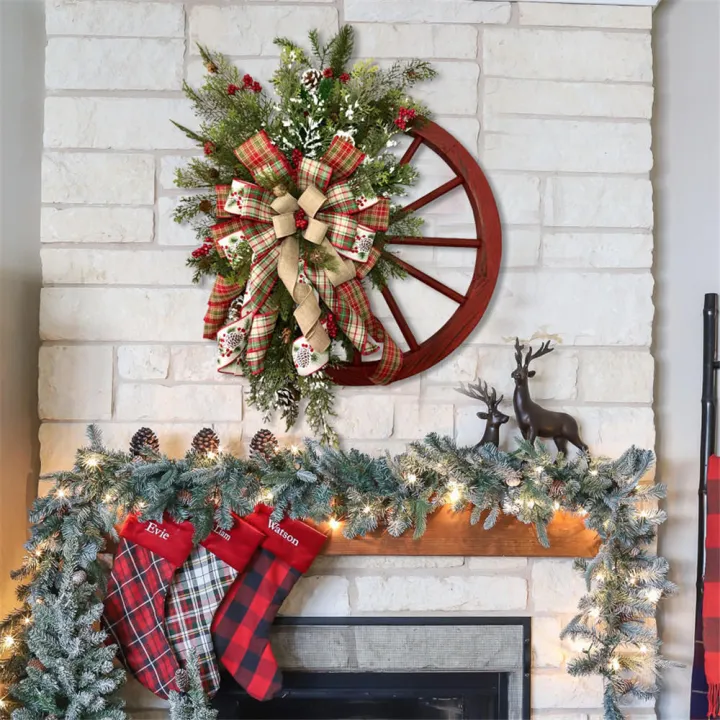 Red%20Wagon%20Wheel%20Wreath%20with%20Ribbons%20Pine%20Berries%20Vintage%20Farmhouse%20Wreath%20for%20Front%20Door%20Christmas%20Decorations%20Wreath%20for%20Window%20Outdoor%20Winter%20Wreath%20Home%20Garden%20Garland%20-%20Image%204