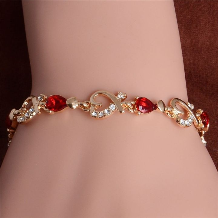 Trendy%20Women/Lady's%20fashion%2018k%20Gold%20Plated%20Heart%205%20Colors%20CZ%20Stones%20Bracelets%20Bangles%20Jewelry%20-%20Image%203