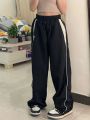 Y2k Women Wide Leg Cargo Pants Casual Streetwear Loose Drawstring Trousers Drawstring Sweatpants Female Vintage Baggy Joggers.