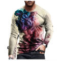 3D Digital Printed T-shirt Men Personality Visual Graffiti Pullover Long Sleeve T Shirts Super Cool Tops Tees Washed Graphic Tee.