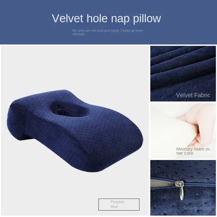 Nap%20Sleeping%20Face%20Pillow%20Foam%20Slow%20Rebound%20Desk%20with%20Hollow%20Design%20for%20Down%20Sleeper%20Back%20Support%20-%20Image%203