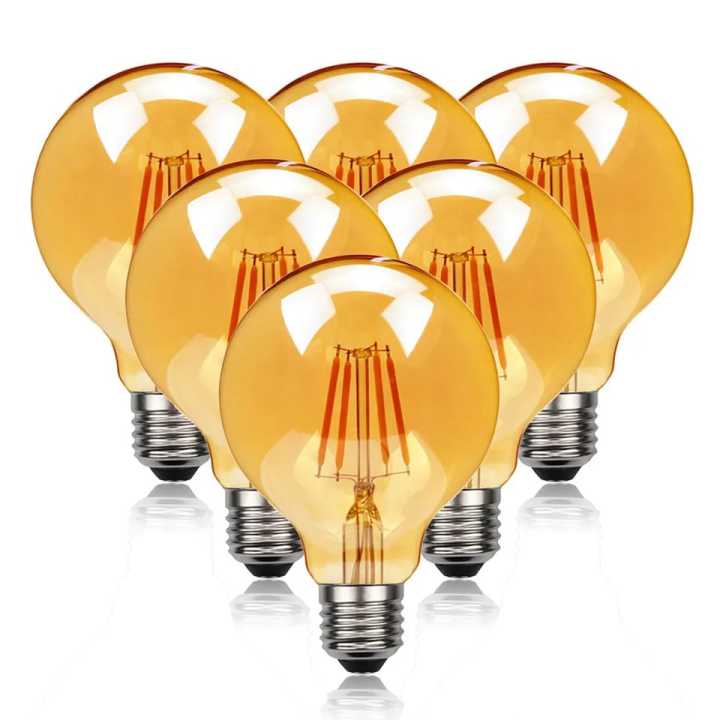 6 Pack G95 LED Bulb 2700K Vintage Retro Edison Filament Bulb E27
