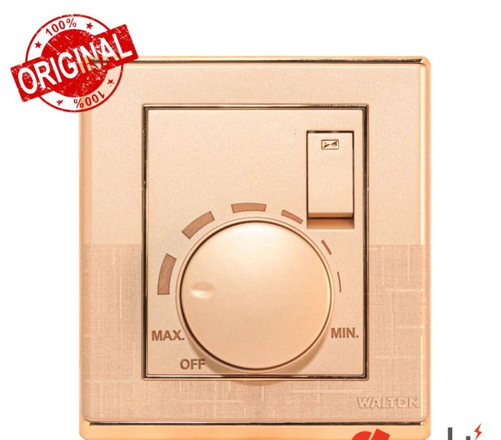 WALTON FIONA GOLD Series 250W Fan Regulator Dimmer with Switch Socket Controller