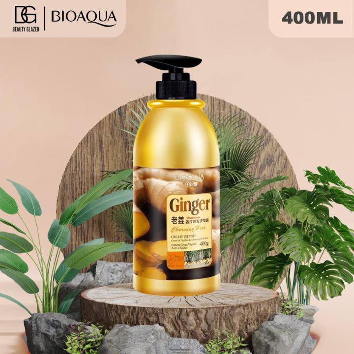 BIOAQUA Herbal Ginger Hair Shampoo - 400ml No Silicone Oil Anti Dandruff Anti-Itching Cleansing Oil Control Hair Scalp Treatment Shampoo