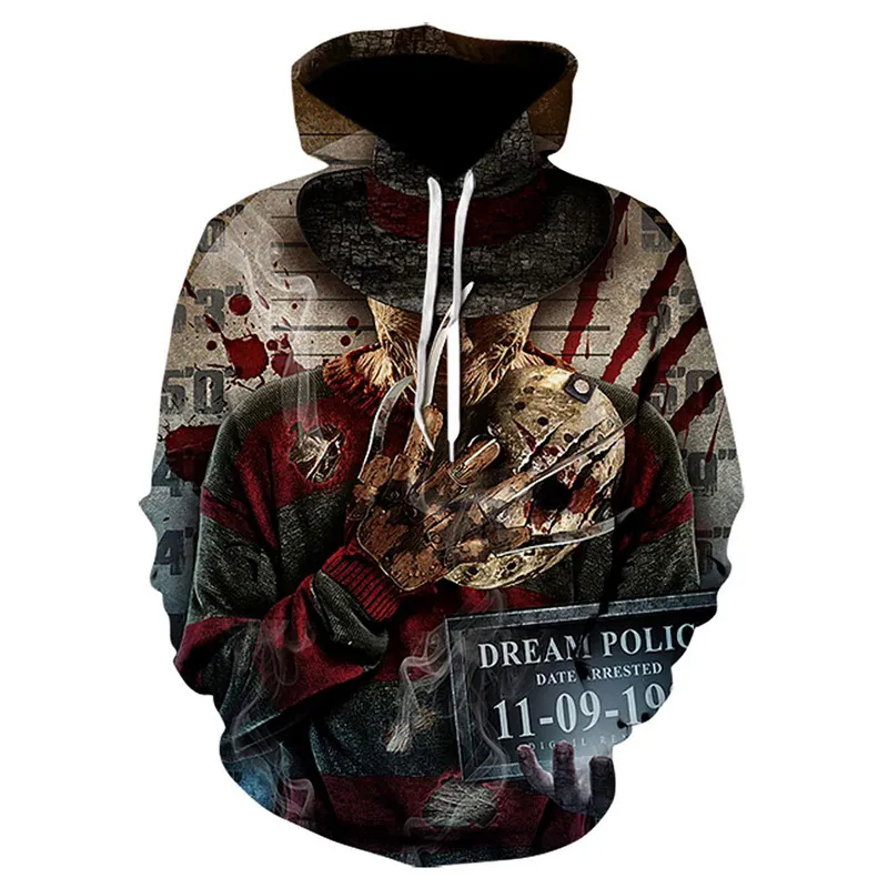 Mens hoodies Freddy Krueger horrible film printed sweatshirts