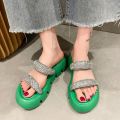 2023 Sandals Woman Crystal Wedge Summer Chunky Platform Women Leather Slippers Thick Sole Gladiator Shoes for Women Flip Flops.