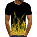 flame men's T-shirt summer fashion short-sleeved 3D round neck tops smoke element shirt trendy men's T-shirt. 