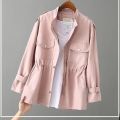 Women's Trench Coat Autumn New Korean Stand-Collar Short Coat Loose Plus Size 3XL Female Windbreaker Outerwear With Lining.
