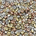 100pcs 7x3.2mm Gold Silver Color Letter Beads Flat Round Acrylic Alphabet Spacer Beads For Jewelry Making DIY Bracelet Necklace. 
