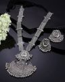 Oxidized Silver Color Long Necklace Set With Earings. 