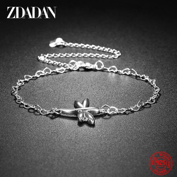 ZDADAN%20925%20Sterling%20Silver%20Dragonfly%20Adjustable%20Chain%20Anklet%20For%20Women%20Fashion%20Jewelry%20-%20Image%205