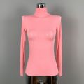 Real Shot Fashion Turtleneck Hot Girl Top Women's Slim Fit Slimming Sexy Micro Transparent All-Match Long Sleeve T T-shirt. 