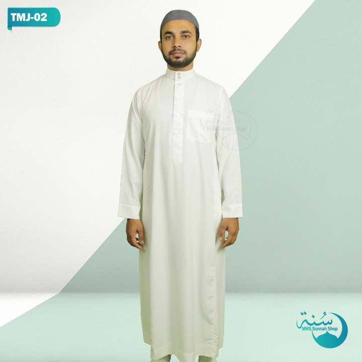 Off White Color Poly-Cotton Thobe Al MADINI Muslim full Sleeve Islamic Saudi Arabia Jubba for Men