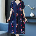 Sunnyheart Summer Dress Breathable Big Pockets Round Neck Mother Dress. 