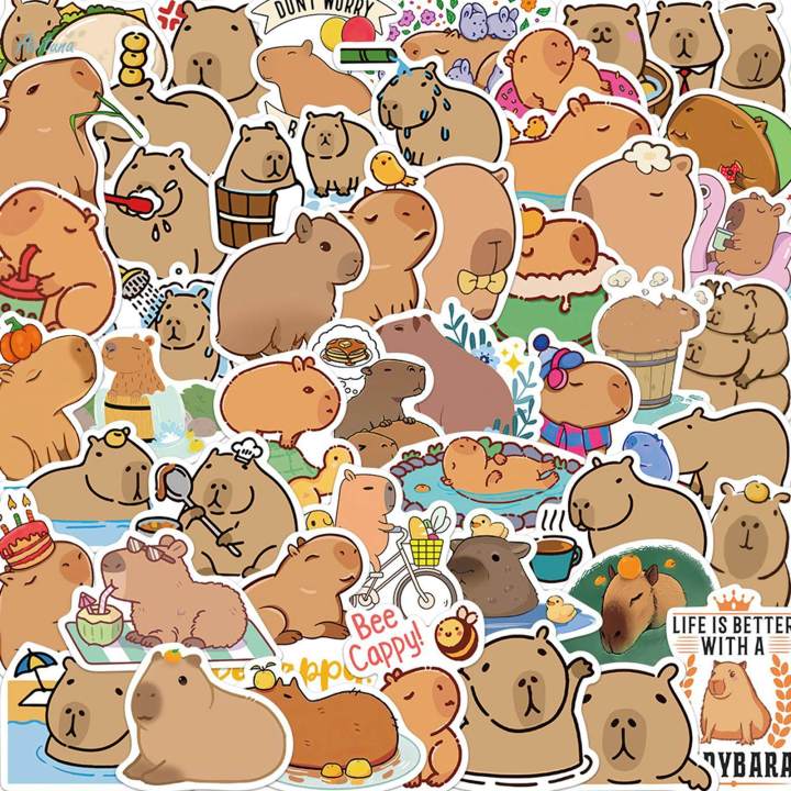 50Pcs%20Cartoon%20Capybara%20Sticker%20Small%20Cute%20Animal%20Stickers%20for%20Card%20Cups%20Wall%20-%20Image%207