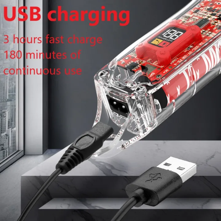 Kemei%20Rechargeable%20Hair%20Cutting%20Machine%20Barber%20Shop%20Fade%20Hair%20Clippers%20Cordless%20Trimmer%20Transparent%20Cover%20Red%20Base%20KM-1761%20246%20-%20Image%204