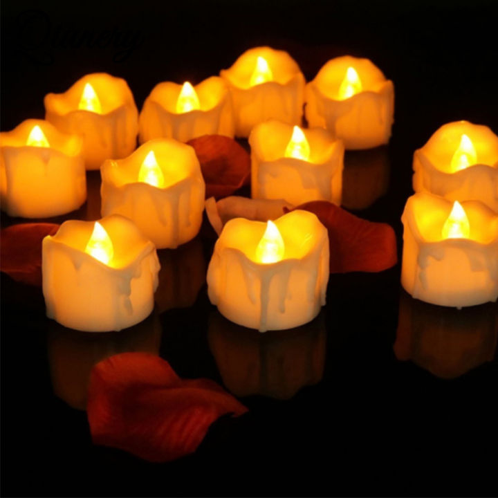 12pcs Led Electronic Candles Energy Saving Flameless Tealights Candles Lights For Valentine Day Decoration