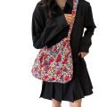New vintage floral tote bag chapter Ruonan same cotton bag shoulder bag crossbody bag flower cloth bag women's bag. 