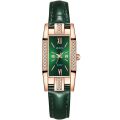 Fashion Green Watches Women Qualities Crystal Studded Quartz Watch Ladies Leather Wristwatches. 