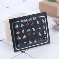 12Pairs/Set Unisex Rhinestone Inlaid Magnetic Stud Earrings Non Piercing Jewelry. 