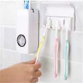 Bathroom Accessories Set Toothbrush Holder Automatic Toothpaste Dispenser Tooth Brush Holder Wall Mount Organizer Storage Rack. 
