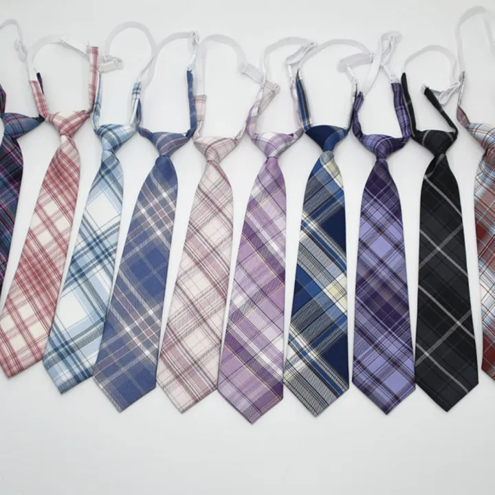 Alien%20JK%20Plaid%20Necktie%20Cotton%20Uniform%20School%20College%20Neckwear%20Small%20Lazy%20Ties%20Shirt%20Dress%20Accessories%20Young%20Girls%20Boy%20Daily%20Cravat%207CM%20-%20Image%204