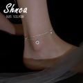 Wedding Fashion New 925 Sterling Silver Shine Round Cubic Zirconia Multilayer Chain Anklets For Women Girl LB017. 